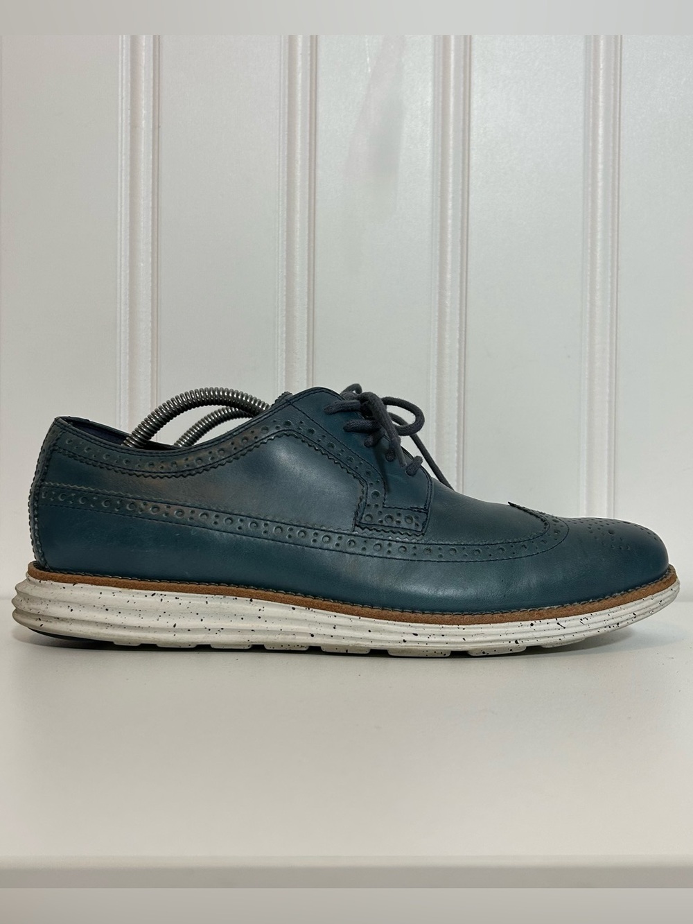 Cole haan lunargrand Men's Blue leather Wingtip Oxford Shoe